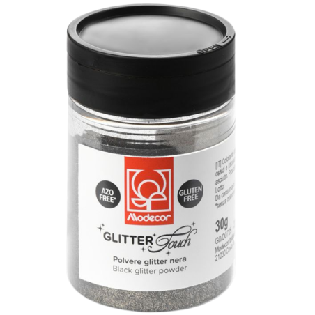 op. 40 g Czarny brokat do kreatywnych dekoracji spożywczych - Glitter Touch - nr. kat. 23381 Modecor