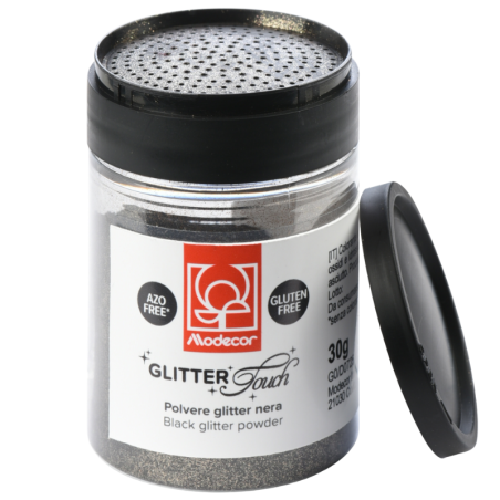 op. 40 g Czarny brokat do kreatywnych dekoracji spożywczych - Glitter Touch - nr. kat. 23381 Modecor