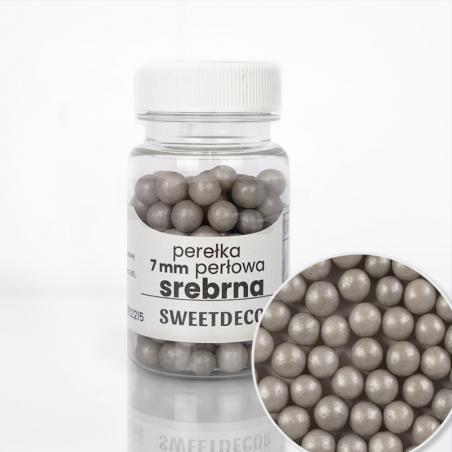 perełka duża perłowa srebrna - posypka dekoracyjna od sweet decor