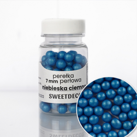 perełka duża perłowa ciemna niebieska - posypka dekoracyjna od sweet decor