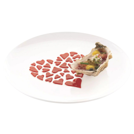 op. 2 szt. Serduszka - silikonowy szablon do jadalnych dekoracji na talerzu - dł. 100 mm - Stencil Amore Silikomart