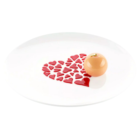 op. 2 szt. Serduszka - silikonowy szablon do jadalnych dekoracji na talerzu - dł. 100 mm - Stencil Amore Silikomart