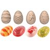 Pisanki - wielkanocny zestaw do dekorowania pralin - forma z Tritanu + stemple silikonowe - Uovo 01 & Choco Stamp E - Silikomart