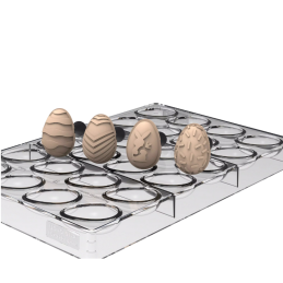 Pisanki - wielkanocny zestaw do dekorowania pralin - forma z Tritanu + stemple silikonowe - Uovo 01 & Choco Stamp E - Silikomart