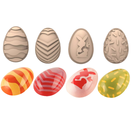 op. 4 szt. Wielkanocne stemple silikonowe do dekorowania pralin w kształcie pisanek - Choco Stamp E Silikomart