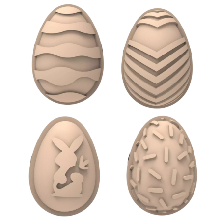 op. 4 szt. Wielkanocne stemple silikonowe do dekorowania pralin w kształcie pisanek - Choco Stamp E Silikomart