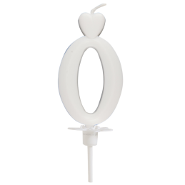 Cyfra 0 - biała świeczka urodzinowa do tortu - dł. 65 mm - nr. kat. 760100 Daisy Decor