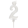 Cyfra 2 - biała świeczka urodzinowa do tortu - dł. 65 mm - nr. kat. 760102 Daisy Decor