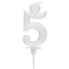 Cyfra 5 - biała świeczka urodzinowa do tortu - dł. 65 mm - nr. kat. 760105 Daisy Decor
