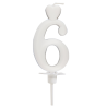 Cyfra 6 - biała świeczka urodzinowa do tortu - dł. 65 mm - nr. kat. 760106 Daisy Decor