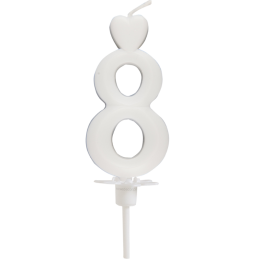 Cyfra 8 - biała świeczka urodzinowa do tortu - dł. 65 mm - nr. kat. 760108 Daisy Decor