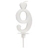 Cyfra 9 - biała świeczka urodzinowa do tortu - dł. 65 mm - nr. kat. 760109 Daisy Decor