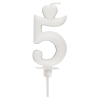 Cyfra 5 - biała świeczka urodzinowa do tortu - dł. 65 mm - nr. kat. 760105 Daisy Decor