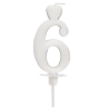 Cyfra 6 - biała świeczka urodzinowa do tortu - dł. 65 mm - nr. kat. 760106 Daisy Decor