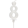 Cyfra 8 - biała świeczka urodzinowa do tortu - dł. 65 mm - nr. kat. 760108 Daisy Decor