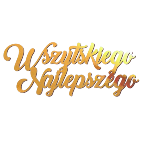 Złoty napis - Wszystkiego Najlepszego - akrylowa dekoracja na tort - wys. 55 x szer. 150 mm - nr. kat. 255LZ