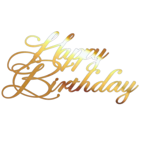Złoty napis - Happy Birthday - akrylowa dekoracja na tort - wys. 80 x szer. 150 mm - nr. kat. 252LZ