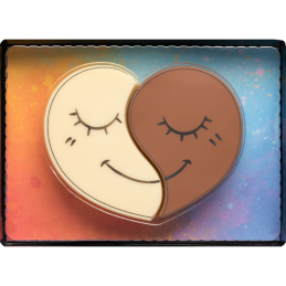 op. 50 g - dwukolorowe serce z uśmiechem - czekoladowy prezent na walentynki - nr. kat 10367 CCW