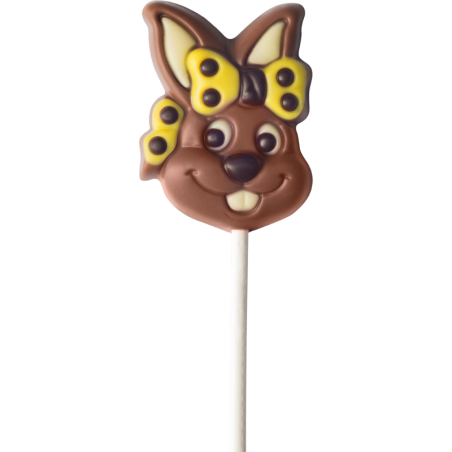 op. 15 g - zając z kokardą - dekoracyjny lizak z mlecznej czekolady - dł. 150 mm - nr. kat. 10031