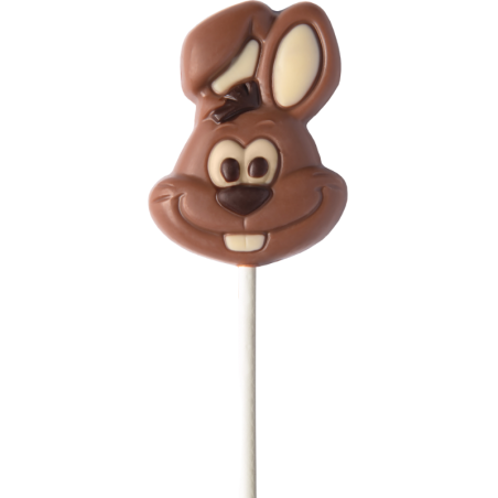 op. 15 g - głowa zająca - dekoracyjny lizak z mlecznej czekolady - dł. 150 mm - nr. kat. 10030