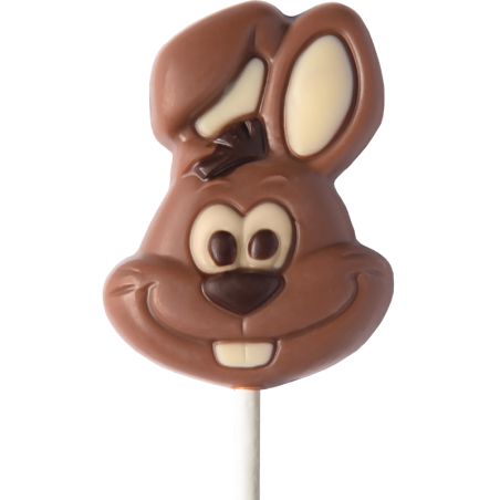 op. 15 g - głowa zająca - dekoracyjny lizak z mlecznej czekolady - dł. 150 mm - nr. kat. 10030