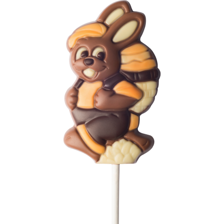 op. 35 g - królik z koszykiem - dekoracyjny lizak z mlecznej czekolady - dł. 164 mm - nr. kat. 10788