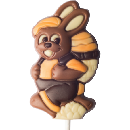 op. 35 g - królik z koszykiem - dekoracyjny lizak z mlecznej czekolady - dł. 164 mm - nr. kat. 10788