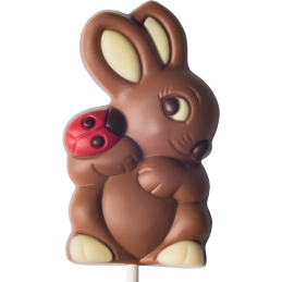 op. 35 g - króliczek z biedronką - dekoracyjny lizak z mlecznej czekolady - dł. 164 mm - nr. kat. 10232