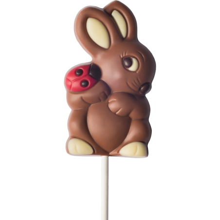 op. 35 g - króliczek z biedronką - dekoracyjny lizak z mlecznej czekolady - dł. 164 mm - nr. kat. 10232