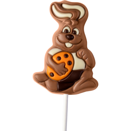 op. 35 g - królik z pisanką - dekoracyjny lizak z mlecznej czekolady - dł. 164 mm - nr. kat. 10786