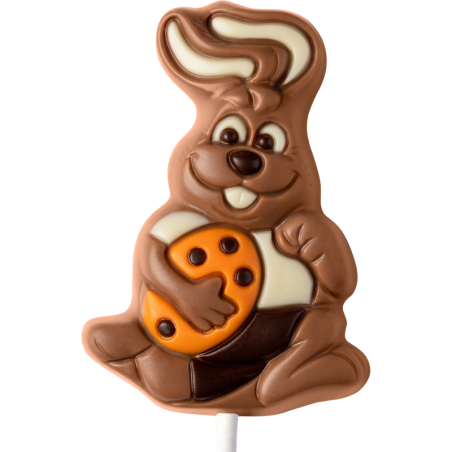 op. 35 g - królik z pisanką - dekoracyjny lizak z mlecznej czekolady - dł. 164 mm - nr. kat. 10786