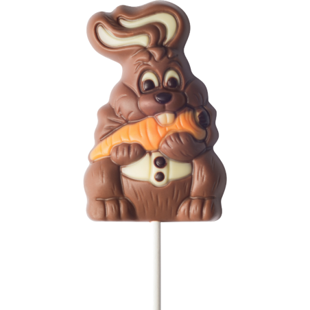 op. 35 g - królik z marchewką - dekoracyjny lizak z mlecznej czekolady - dł. 164 mm - nr. kat. 10787