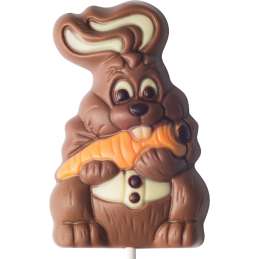 op. 35 g - królik z marchewką - dekoracyjny lizak z mlecznej czekolady - dł. 164 mm - nr. kat. 10787