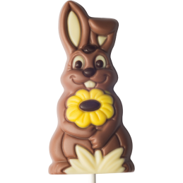 op. 35 g - królik z kwiatkiem - dekoracyjny lizak z mlecznej czekolady - dł. 164 mm - nr. kat. 10789