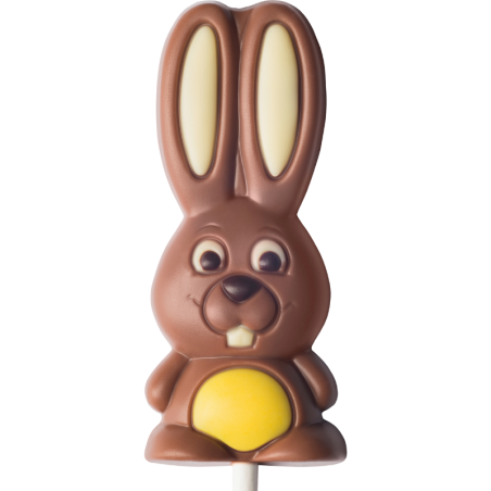 op. 25 g - króliczek z żółtym brzuszkiem - dekoracyjny lizak z mlecznej czekolady - dł. 168 mm - nr. kat. 10776