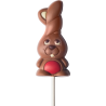 op. 25 g - króliczek z czerwonym brzuszkiem - dekoracyjny lizak z mlecznej czekolady - dł. 168 mm - nr. kat. 10776