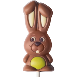 op. 25 g - króliczek z zielonym brzuszkiem - dekoracyjny lizak z mlecznej czekolady - dł. 168 mm - nr. kat. 10776