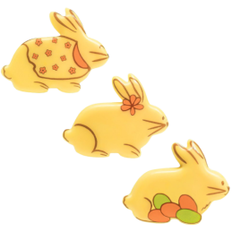 op. 135 szt. Kicające Zające - zestaw czekoladowych dekoracji na Wielkanoc - wym. 40 x 30 mm - nr. kat. 33422 Barbara Decor