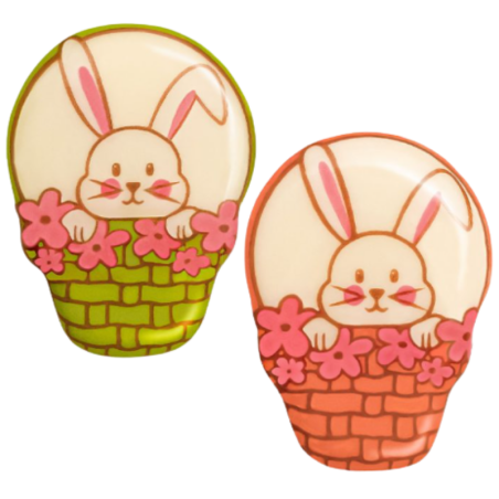 op. 180 szt. Zające w koszykach - zestaw czekoladowych dekoracji na Wielkanoc - wym. 26 x 35 mm - nr. kat. 33419 Barbara Decor