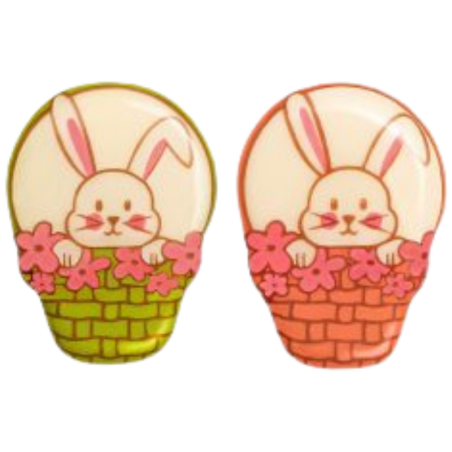 op. 180 szt. Zające w koszykach - zestaw czekoladowych dekoracji na Wielkanoc - wym. 26 x 35 mm - nr. kat. 33419 Barbara Decor