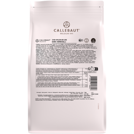 op. 1 kg Pałeczki o smaku ciemnej czekolady - VERMICELLI DARK Callebaut - posypka dekoracyjna