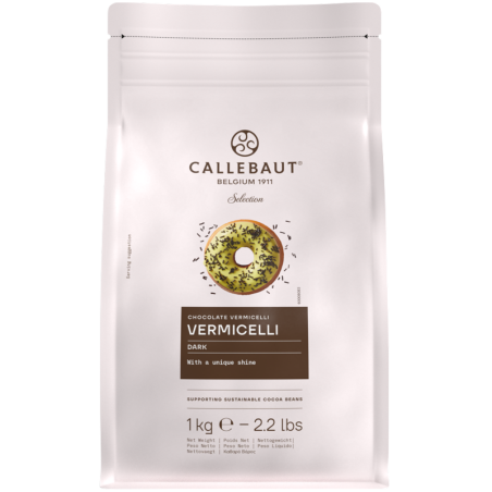 op. 1 kg Pałeczki o smaku ciemnej czekolady - VERMICELLI DARK Callebaut - posypka dekoracyjna