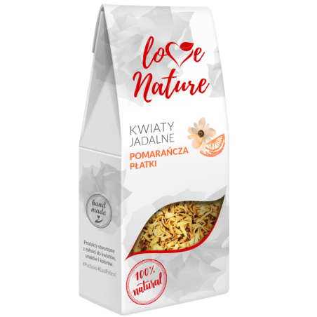 op. 20 g Kwiat pomarańczy - suszone kwiaty jadalne - Love Nature - płatki kwiatów do dekoracji cukierniczych