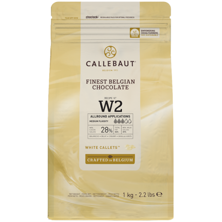 op. 1 kg Biała czekolada o zaw. 28% kakao - RECIPE N°W2 Callebaut - czekolada cukiernicza w kaletkach