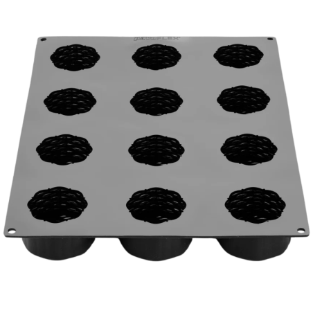 PX43127 Panier Pavoni Italia - cukiernicza forma silikonowa - koszyk wiklinowy - śr. 74 x wys. 45 mm / poj. 135 ml x 12 porcji