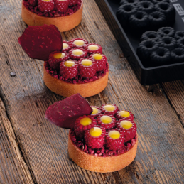 TOP23 Mini Scarlet - forma silikonowa do dekoracji monoporcji - maliny - śr. 62 x wys. 21 mm / poj. 38 ml x 8 porcji