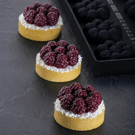 TOP20 Mini Raven - forma silikonowa do dekoracji monoporcji - jeżyny - śr. 60 x wys. 23 mm / poj. 40 ml x 8 porcji