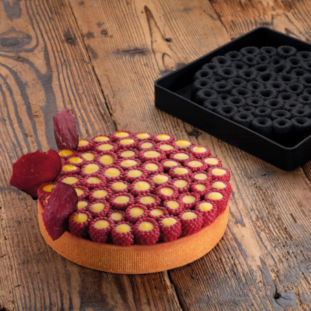 TOP27 Scarlet Pavoni Italia - forma silikonowa do dekoracji tart i tortów - maliny - śr. 180 x wys. 26 mm / poj. 440 ml