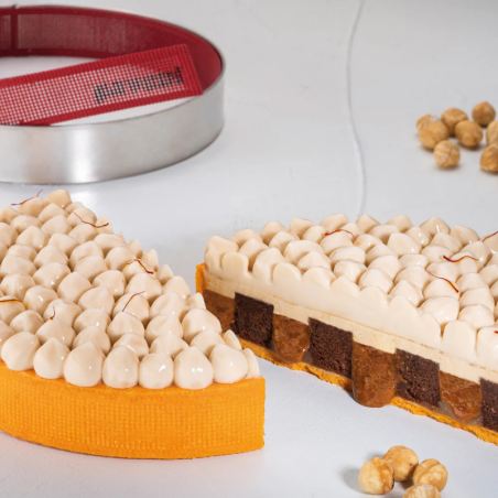 TOP25 Hazel Pavoni Italia - forma silikonowa do dekoracji tart i tortów - orzechy laskowe - śr. 180 x wys. 18 mm / poj. 267 ml