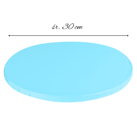 śr. 30 cm x wys. 1.2 cm Gruby podkład pod tort - okrągła podkładka do transportu i serwowania ciast - jasnoniebieska